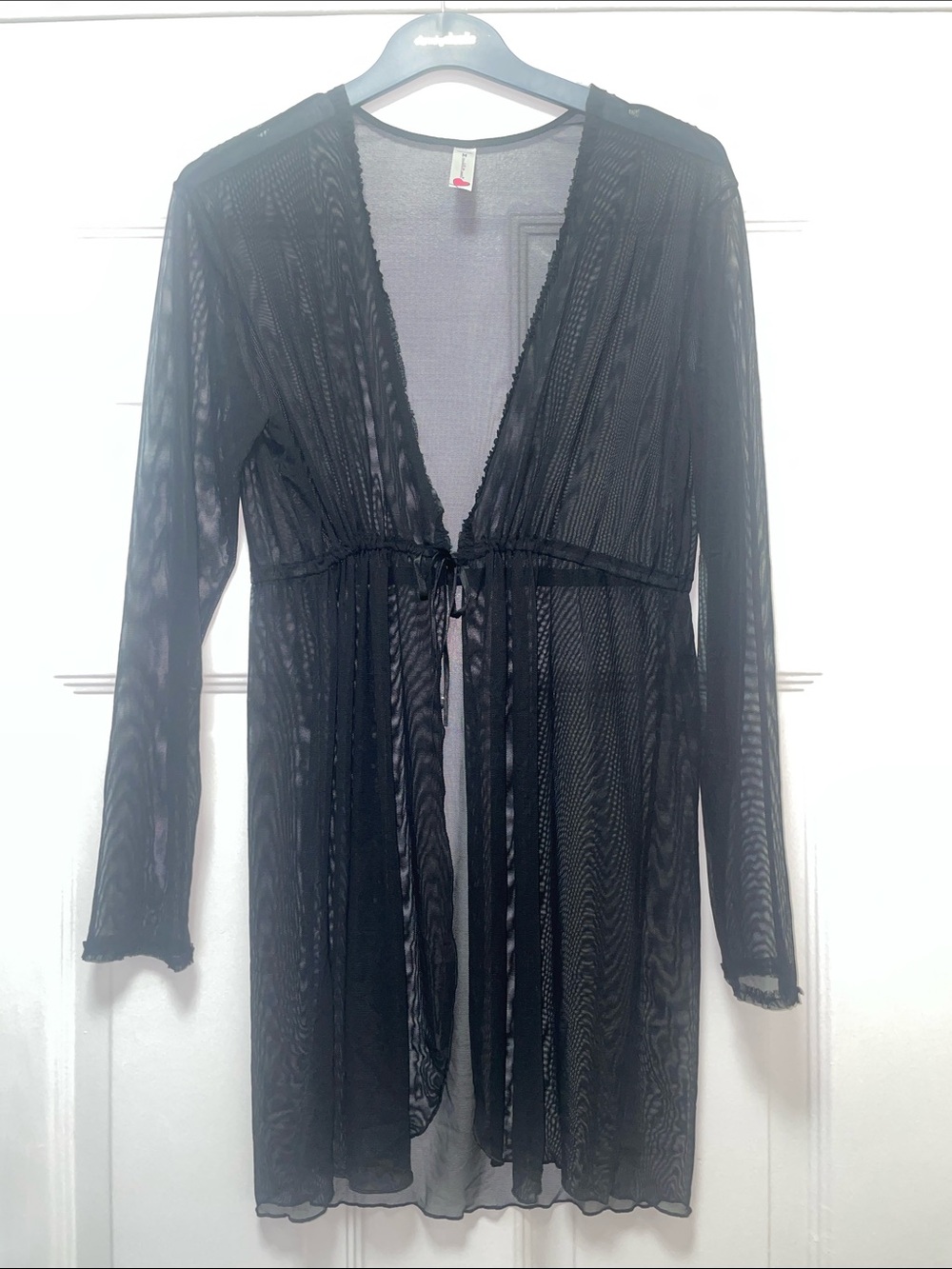 Cosabella Black Sheer Mesh Tie-Front Robe